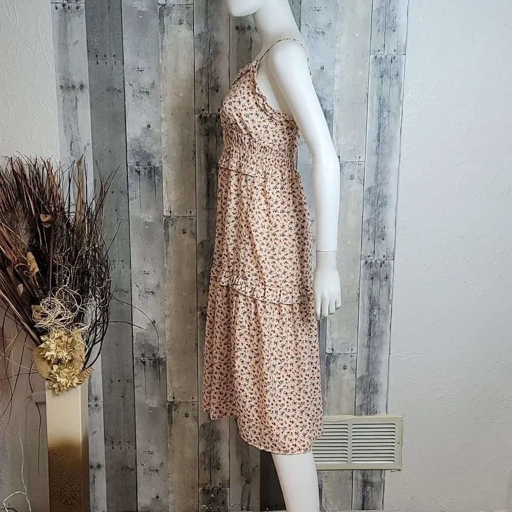 NWOT Angie Nordstrom Floral Ruched Midi Cottagecore Dress - Picture 6 of 10